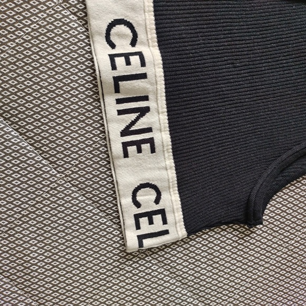 Celine Black and White Logo Band Top - Picture 3 of 7